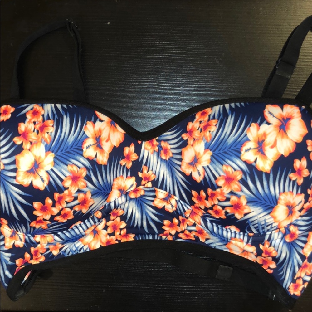 PINK tropical print strappy bralette